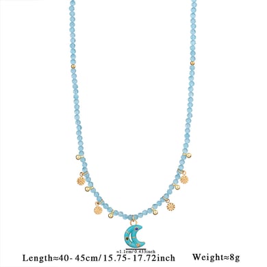 1 Piece Gorgeous Series Elegant Moon Stainless Steel Gold Color Natural Stone Women's Pendant Necklaces h5 