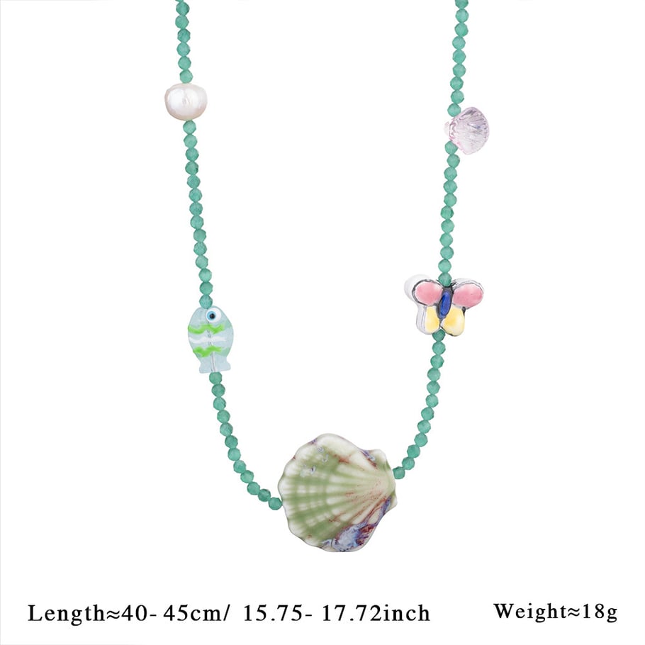 1 Piece Polychrome Series Vacation Intricate Conch Ceramics Crystal Women's Pendant Necklaces 