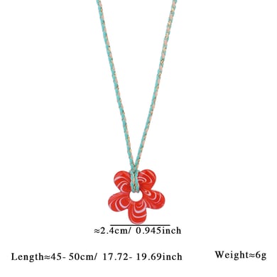 1 Piece Glamorous Series Sweet Ripple Textured Flower Glass Women's Pendant Necklaces h5 