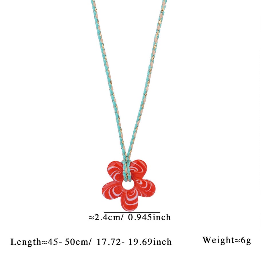 1 Piece Glamorous Series Sweet Ripple Textured Flower Glass Women's Pendant Necklaces 