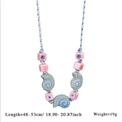 1 Piece Marine Series Vacation Colorful Ceramic Conch Stainless Steel Gold Color Shell Women's Pendant Necklaces h5 