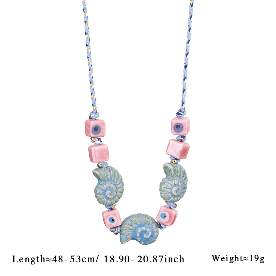 1 Piece Marine Series Vacation Colorful Ceramic Conch Stainless Steel Gold Color Shell Women's Pendant Necklaces 