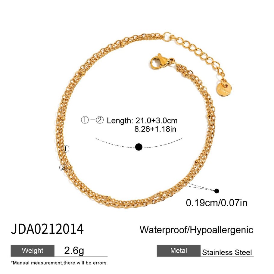 1 Piece Ins Style Stainless Steel Gold Color Women's Layered Anklets 