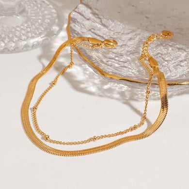 1 Piece Stainless Steel Gold Color Women's Layered Anklets h5 Picture2