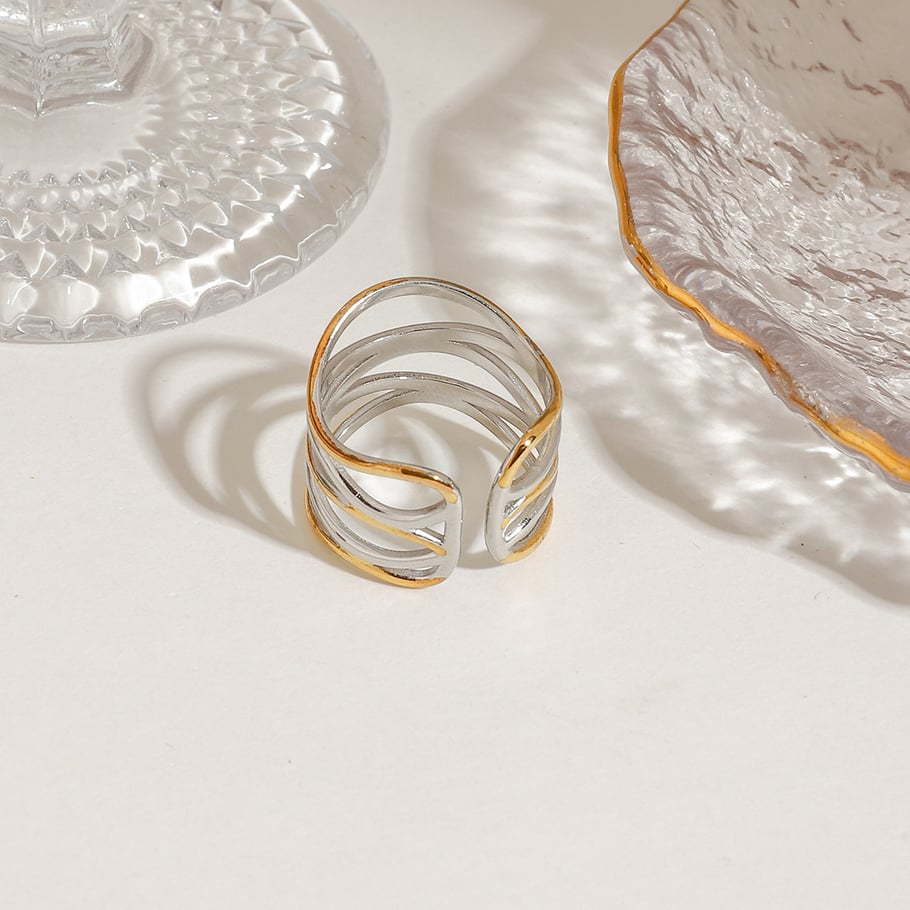 1 Piece Simple Series Stainless Steel Gold Color Women's Single Rings Picture2