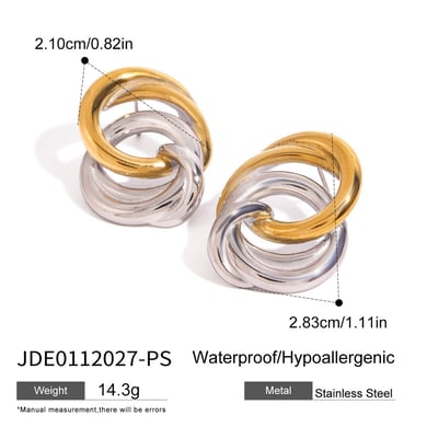1 Pair Stainless Steel Gold & Sliver Mixed Color Women's Stud Earrings h5 