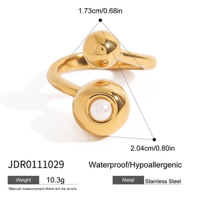 1 Piece Simple Series Stainless Steel Gold Color Women's Adjustable Rings h5 