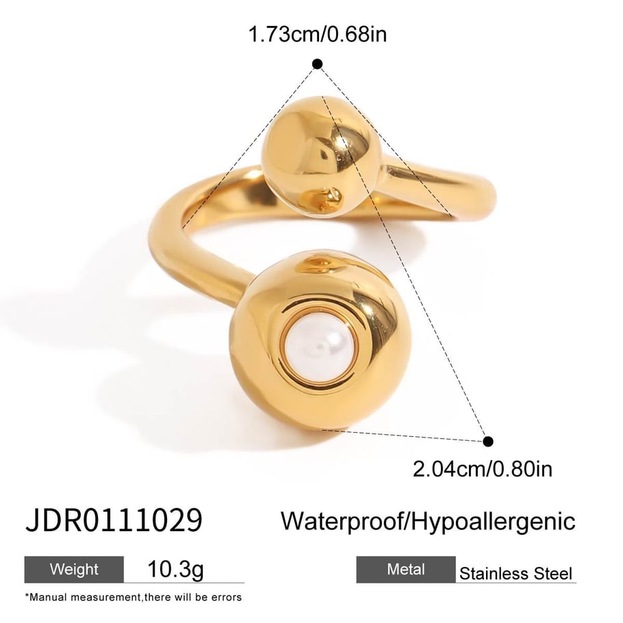 1 Piece Simple Series Stainless Steel Gold Color Women's Adjustable Rings 