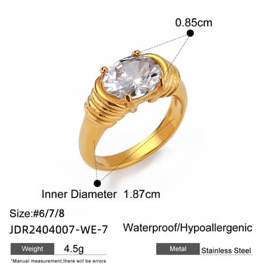 1 Piece Classic Geometric Stainless Steel Gold Color Women's Single Rings h5 
