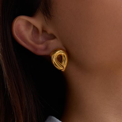 1 Pair Simple Stainless Steel Gold Color Women's Stud Earrings h5 Picture2