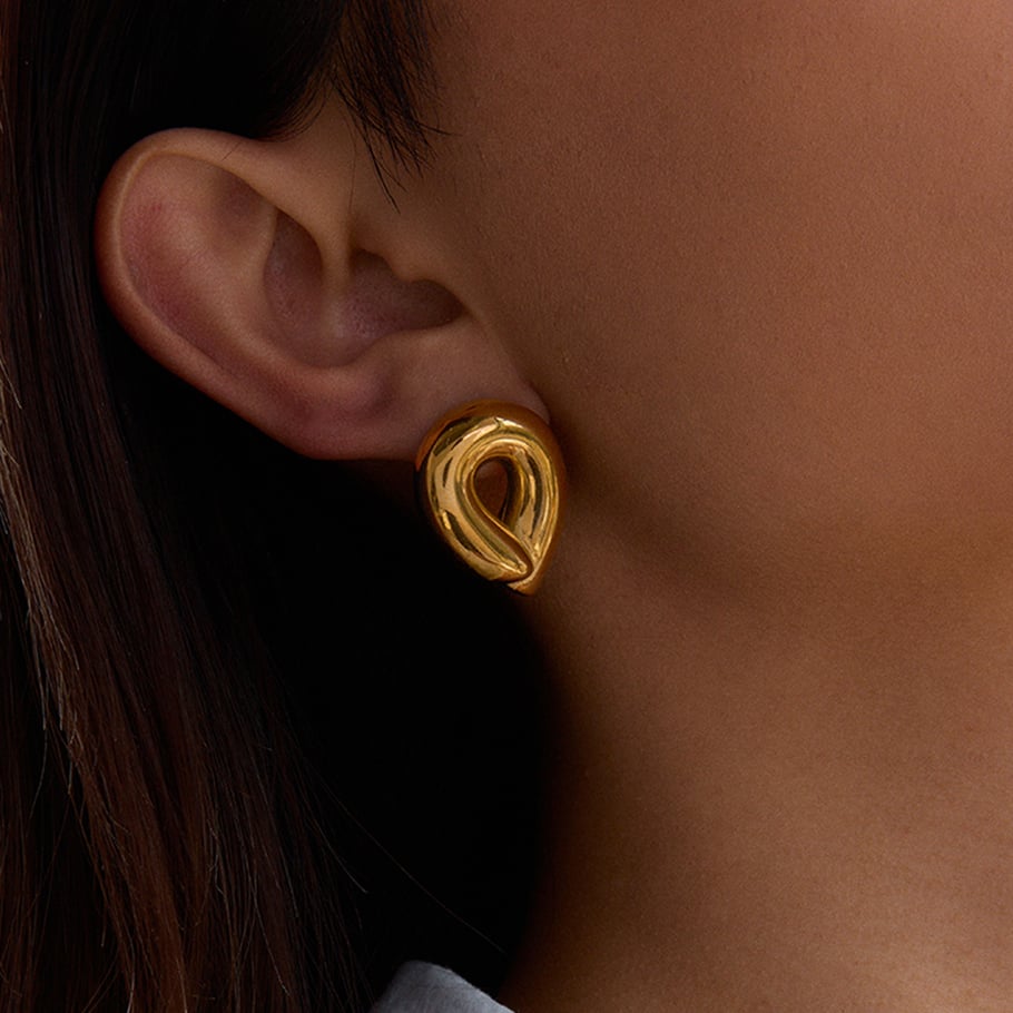 1 Pair Simple Stainless Steel Gold Color Women's Stud Earrings Picture2