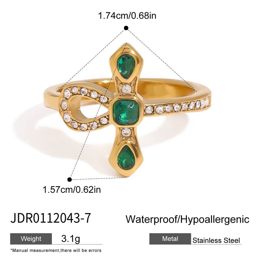 1 Piece Retro Cross Stainless Steel Gold Color Women's Single Rings 