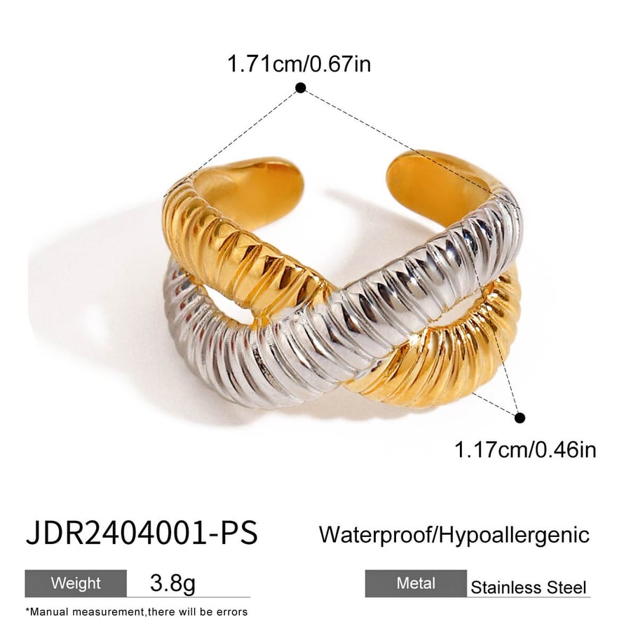 1 Piece Ins Style Stainless Steel Gold & Sliver Color Mixed Women's Adjustable Rings 