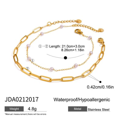 1 Piece Ins Style Stainless Steel Gold Color Women's Layered Anklets h5 