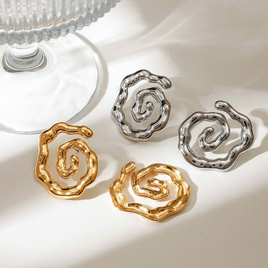 1 Pair Simple Stainless Steel Gold Color Women's Stud Earrings Picture2