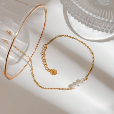 1 Piece Beads Stainless Steel Gold Color Women's Anklets h5 Picture2
