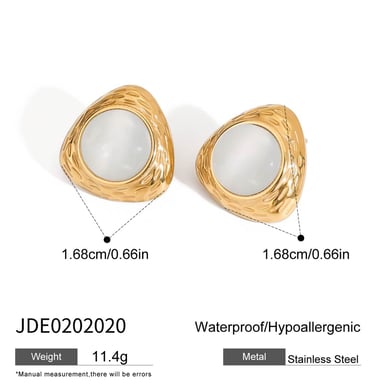 1 Pair Retro Stainless Steel Gold Color Women's Stud Earrings h5 
