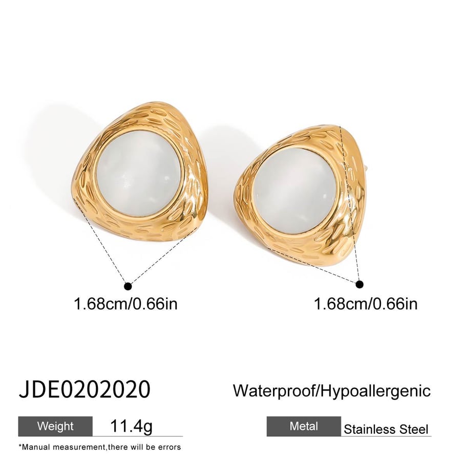 1 Pair Retro Stainless Steel Gold Color Women's Stud Earrings 