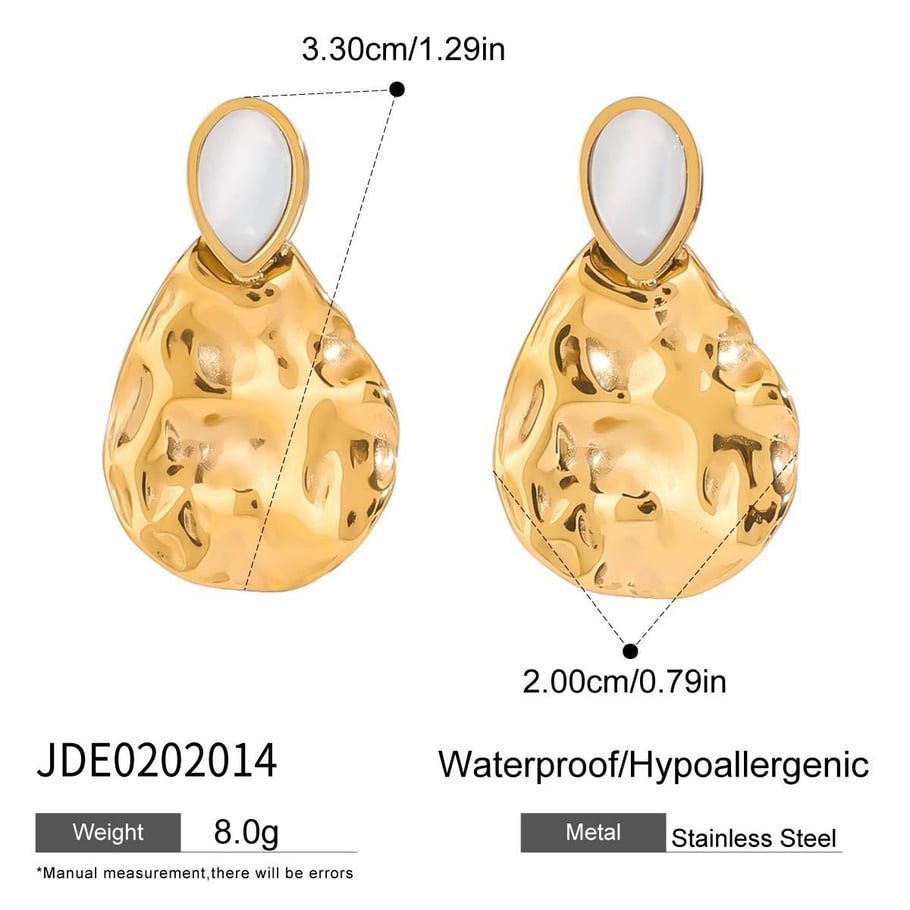 1 Pair Retro Stainless Steel Gold Color Women's Drop Earrings 