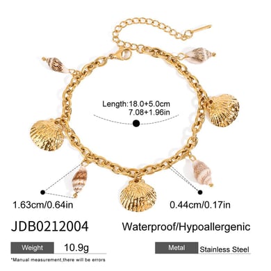 1 Piece Oceanic Stainless Steel Gold Color Shell Women's Charm Bracelets h5 