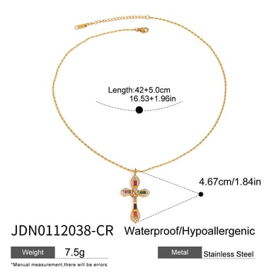 1 Piece Retro Cross Stainless Steel Gold Color Women's Pendant Necklaces h5 