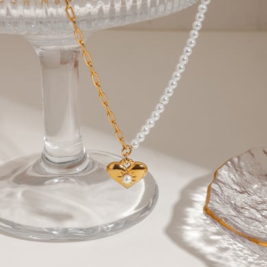 1 Piece Gold Color Stainless Steel Heart Women's Pendant Necklaces h5 Picture2