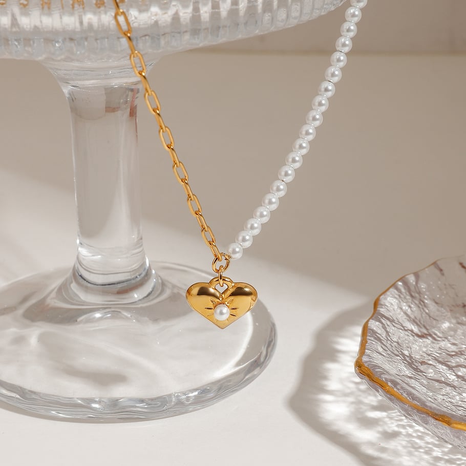 1 Piece Gold Color Stainless Steel Heart Women's Pendant Necklaces Picture2