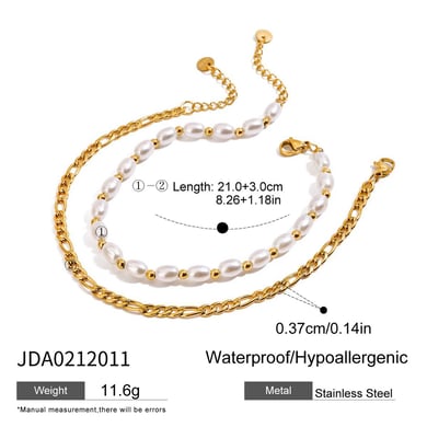 1 Piece Beads Stainless Steel Gold Color Women's Layered Anklets h5 
