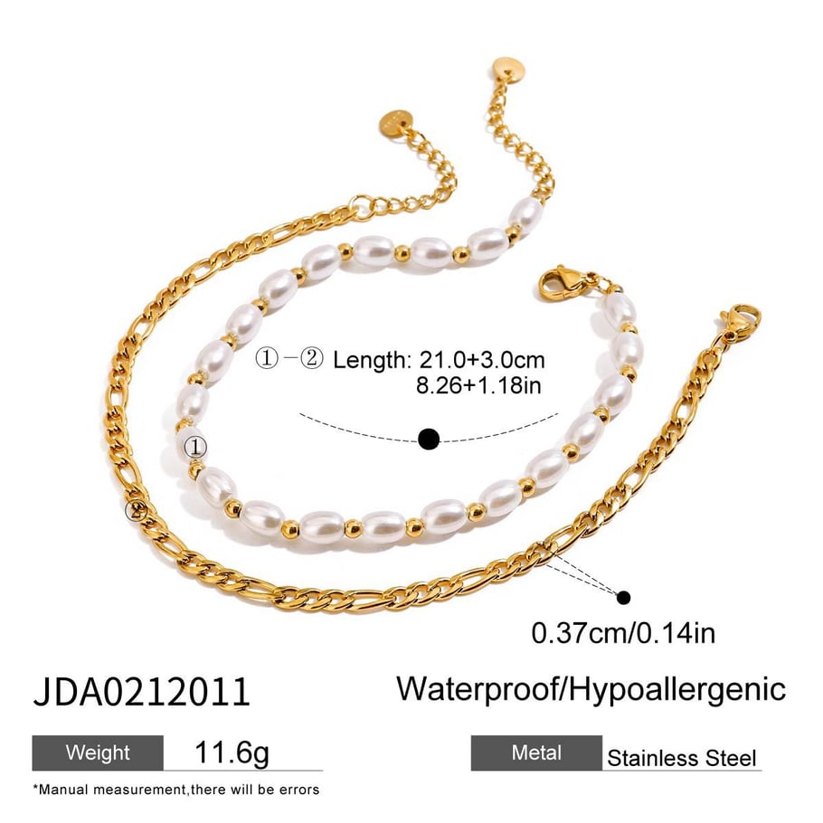 1 Piece Beads Stainless Steel Gold Color Women's Layered Anklets 