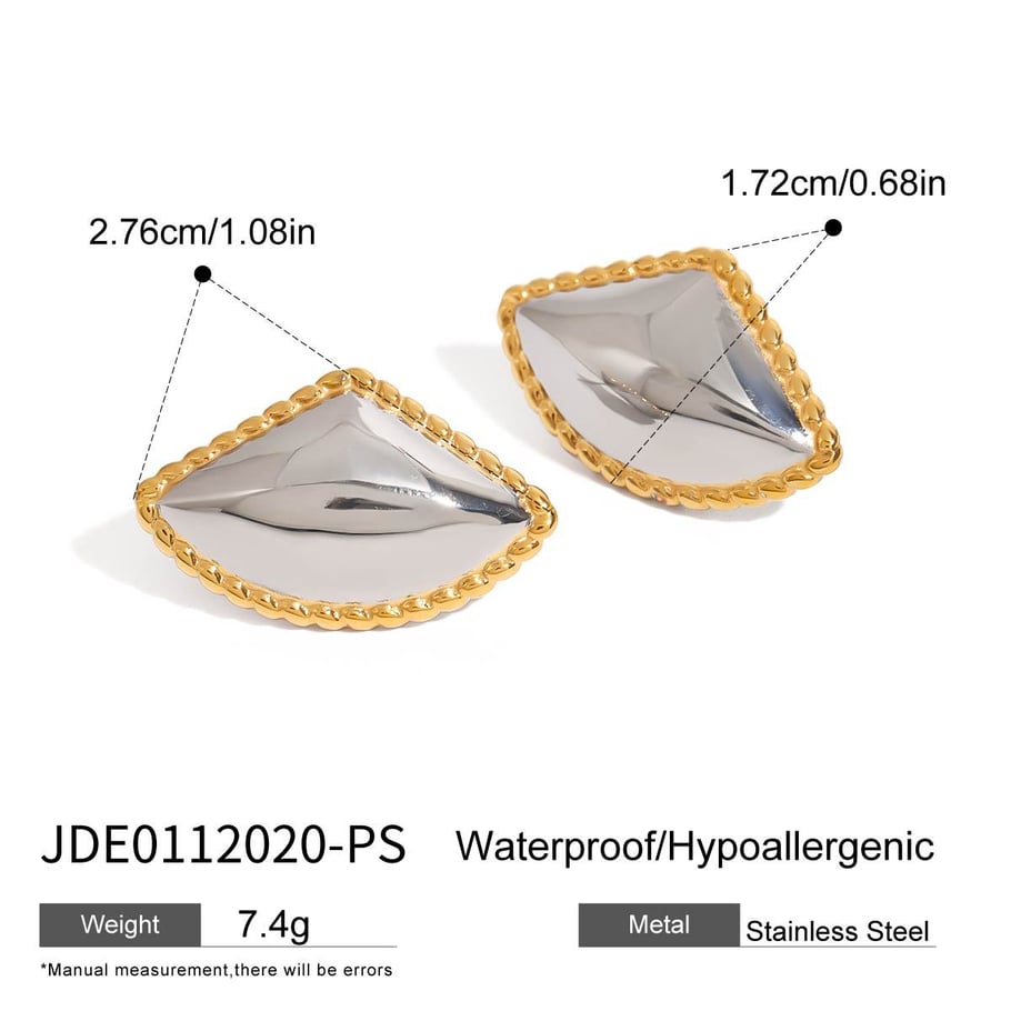 1 Paar einfache Serie Retro geometrische Edelstahl Gold Farbe Damen Ohrstecker 