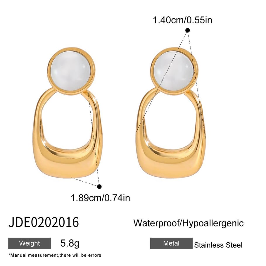 1 Pair Retro Stainless Steel Gold Color Women's Drop Earrings 