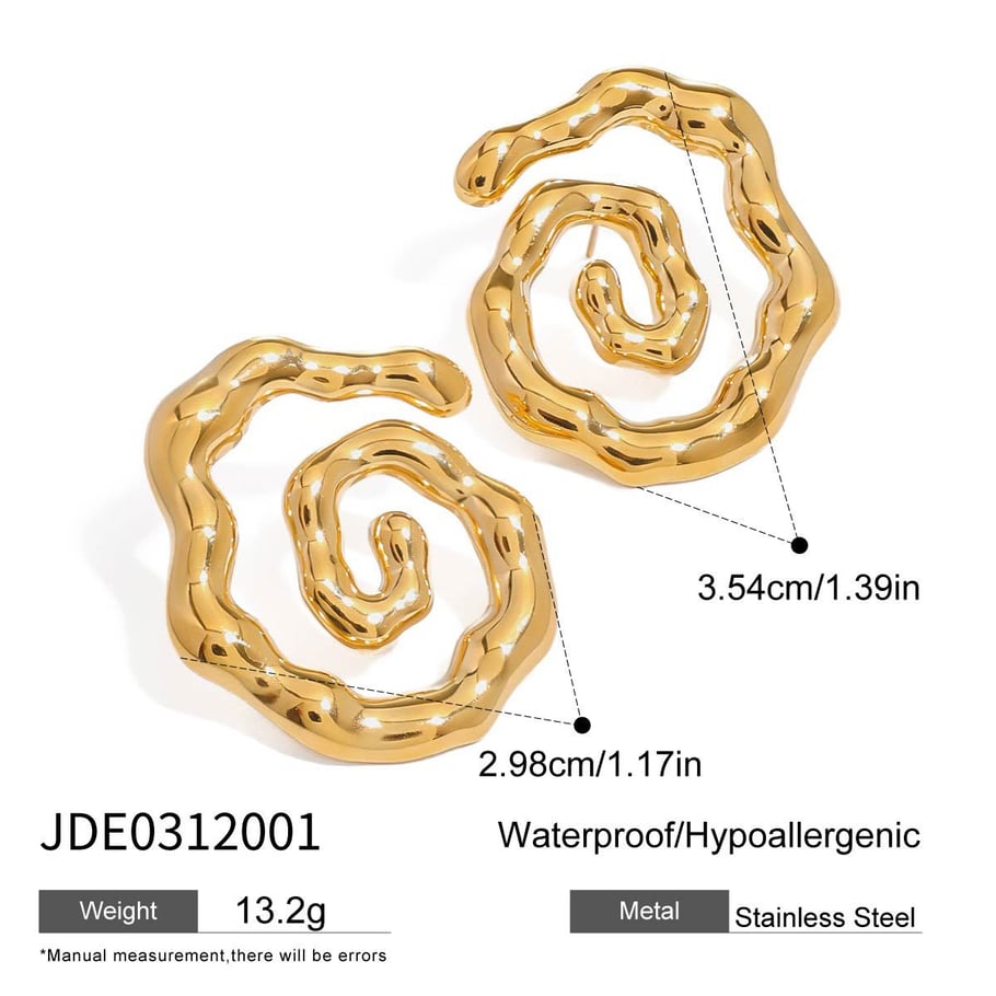 1 Pair Simple Stainless Steel Gold Color Women's Stud Earrings 