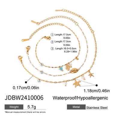 1 Piece Oceanic Stainless Steel Gold Color  Women's Charm Bracelets h5 