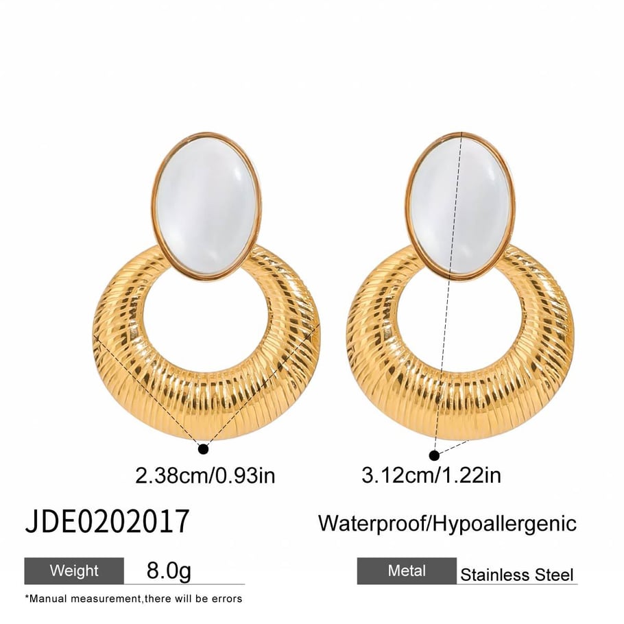 1 Pair Retro Stainless Steel Gold Color Women's Drop Earrings 