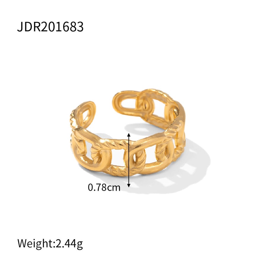 1 Piece Classic Geometric Stainless Steel Gold Color Women's Single Rings 
