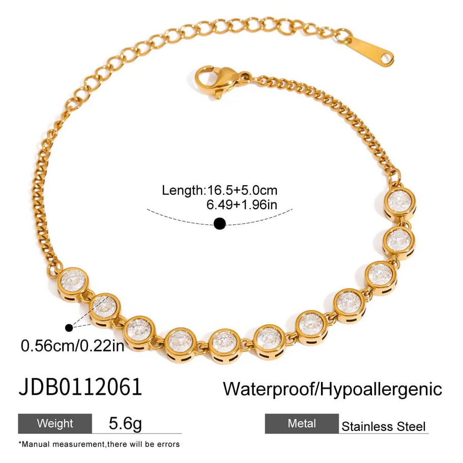 1 Piece Classic Stainless Steel Gold Color Women's Chain Bracelets 