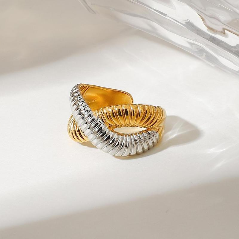 1 Piece Ins Style Stainless Steel Gold & Sliver Color Mixed Women's Adjustable Rings Picture2