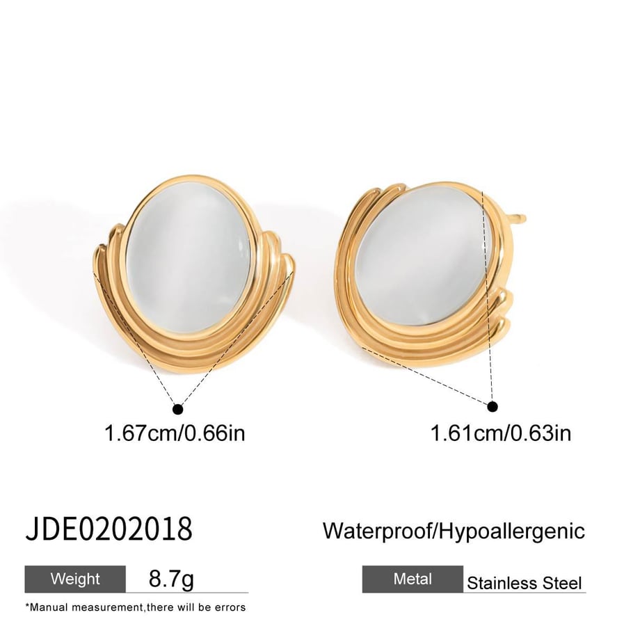1 Paar einfache Serie Retro geometrische Edelstahl Gold Farbe künstliche Edelstein Damen Ohrstecker 