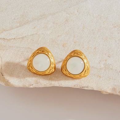 1 Pair Retro Stainless Steel Gold Color Women's Stud Earrings h5 Picture2