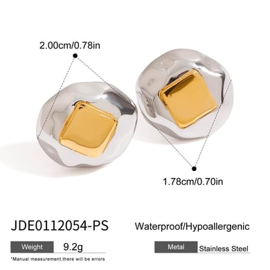 1 Pair Simple Stainless Steel Gold & Sliver Mixed Color Women's Stud Earrings h5 
