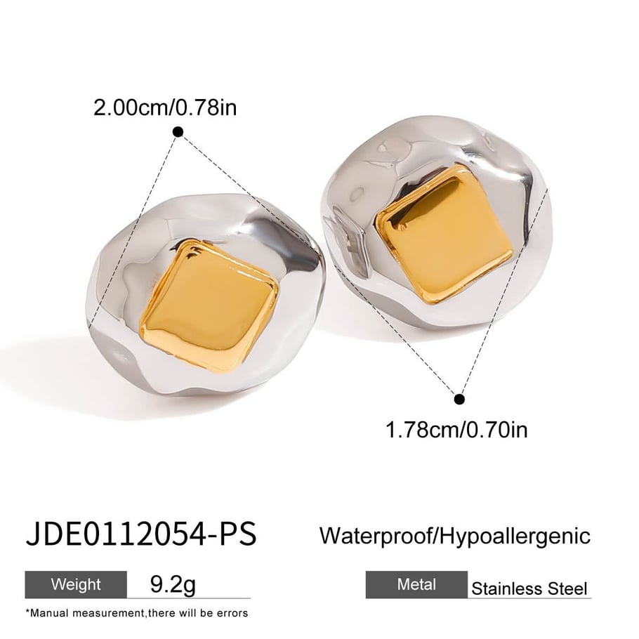 1 Pair Simple Stainless Steel Gold & Sliver Mixed Color Women's Stud Earrings 