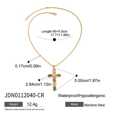 1 Piece Retro Cross Stainless Steel Gold Color Women's Pendant Necklaces h5 