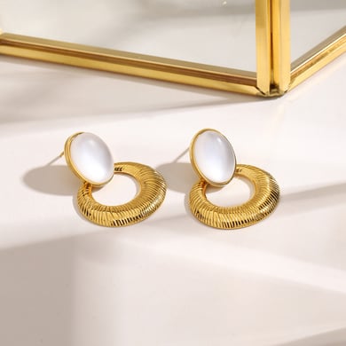 1 Pair Retro Stainless Steel Gold Color Women's Drop Earrings h5 Picture2