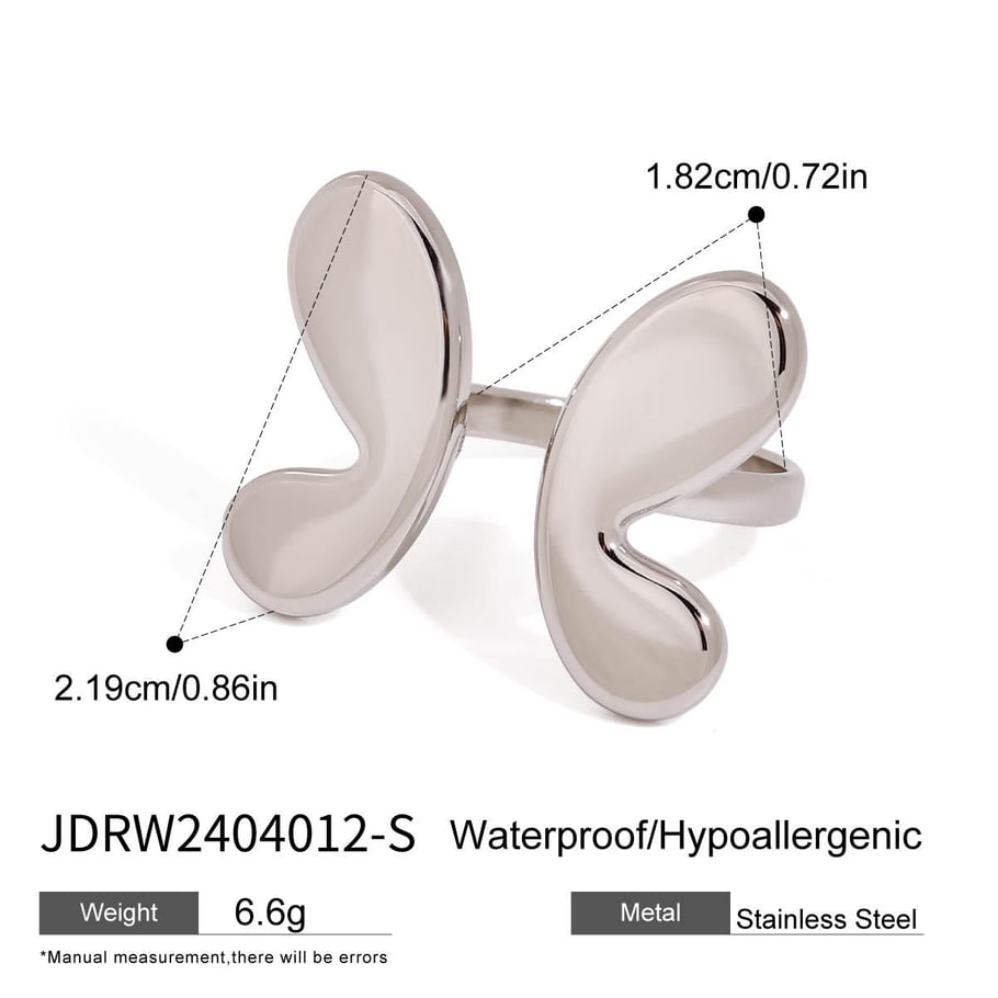 1 Piece Simple Series Butterfly Stainless Steel Women's Adjustable Rings 