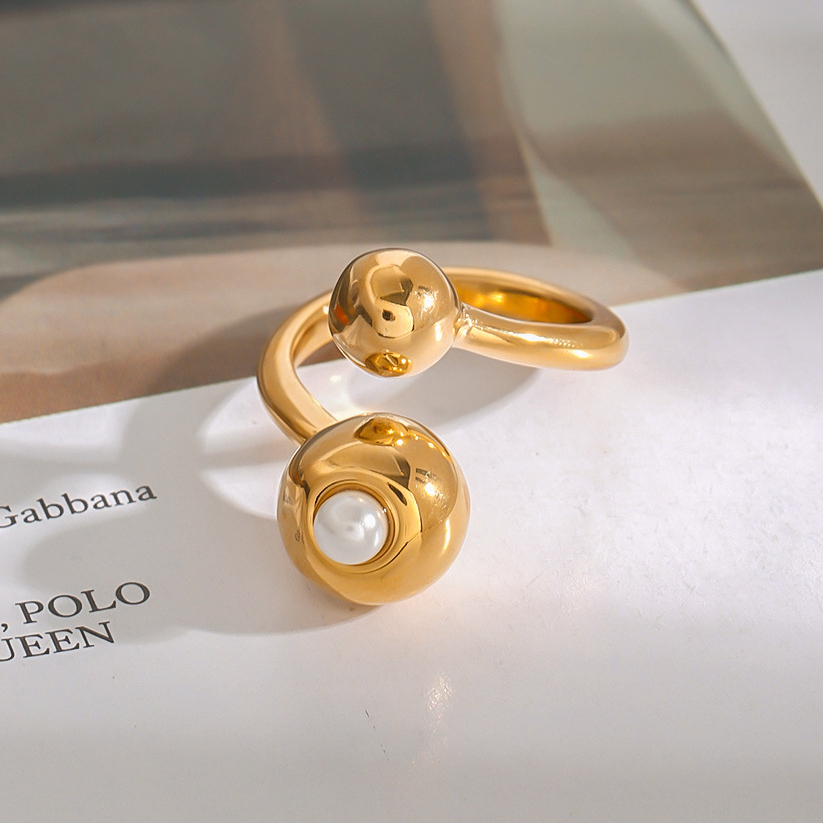 1 Piece Simple Series Stainless Steel Gold Color Women's Adjustable Rings Picture2