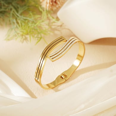 1 Piece Stylish Series Classic Strip Stainless Steel Gold Color Women's Bangles h5 Picture2