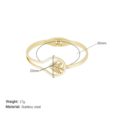 1 Piece Intricate Series Natural Tree Stainless Steel Gold Color Women's Bangles h5 