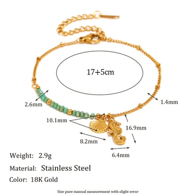 1 Stück Simple Series Vacation Turtle Edelstahl Goldfarben Damen Charm Armbänder h5 Bild2