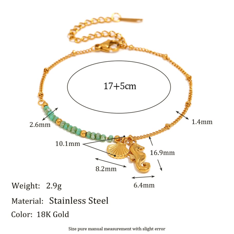 1 Stück Simple Series Vacation Turtle Edelstahl Goldfarben Damen Charm Armbänder Bild2