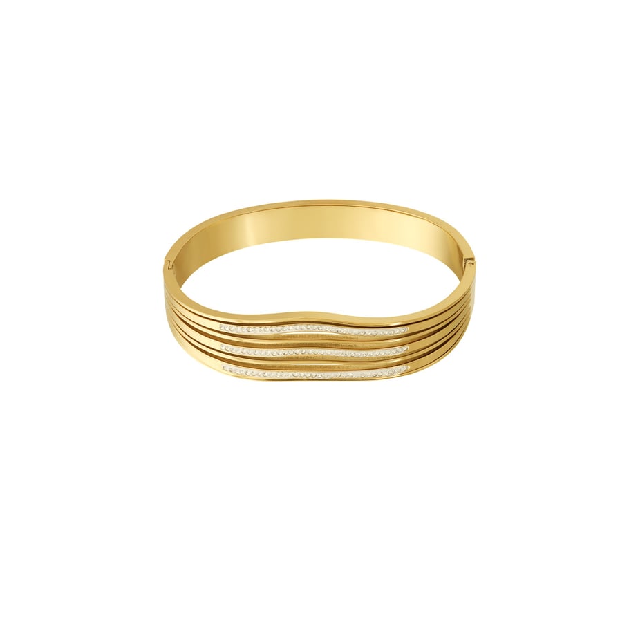 1 Piece Radiant Series Classic Sleek Strip Stainless Steel Gold Color Women's Bangles Picture2